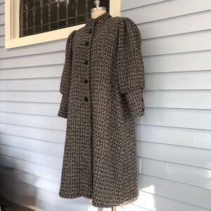 Vintage 80s Tweed Bishop Ballon Sleeve Coat